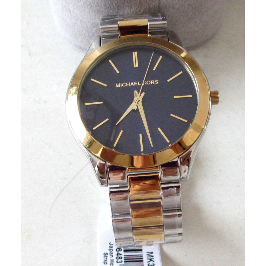  Shop Authentic Michael Kors Slim Runway Blue Dial Two Tone Steel Strap Watch for Women - MK3479 - Luxxuri