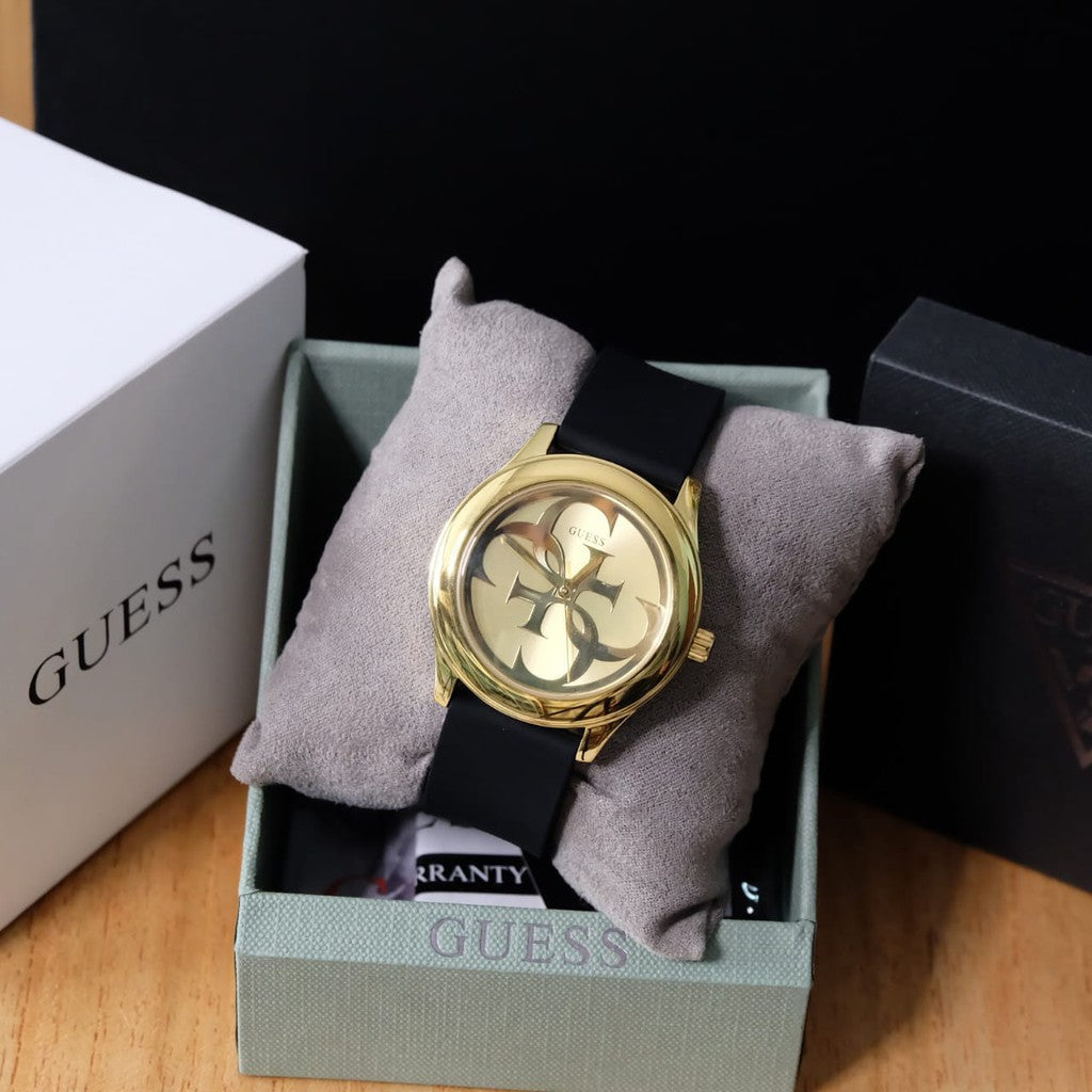  Shop Authentic Guess G Twist Gold Dial Black Leather Strap Watch for Women - W0911L3 - Luxxuri
