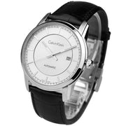  Shop Authentic Calvin Klein Infinity Silver Dial Black Leather Strap Watch for Men - K5S341C6 - Luxxuri