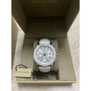  Shop Authentic Burberry City Chronograph White Dial White Leather Strap Watch For Women - BU9701 - Luxxuri