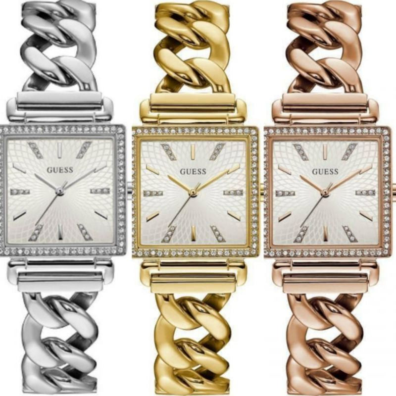  Shop Authentic Guess Vanity Diamonds Silver Dial Gold Steel Strap Watch for Women - W1030L2 - Luxxuri