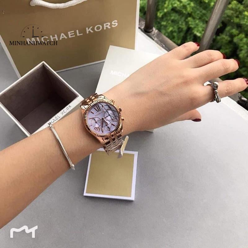  Shop Authentic Michael Kors Lexington Purple Dial Rose Gold Steel Strap Watch For Women - MK6207 - Luxxuri