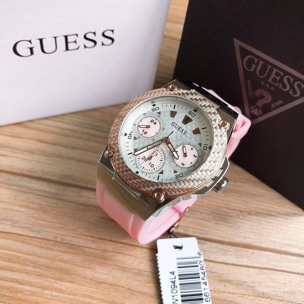  Shop Authentic Guess Zena Quartz White Dial Pink Rubber Strap Watch For Women - W1094L4 - Luxxuri