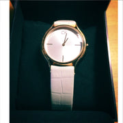  Shop Authentic Calvin Klein Skirt White Dial White Leather Strap Watch for Women - K2U236K6 - Luxxuri