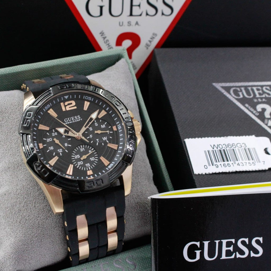  Shop Authentic Guess Oasis Black Dial Two Tone Steel Strap Watch for Men - W0366G3 - Luxxuri