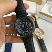  Shop Authentic Versace V-Racer Aion Chronograph Black Dial Black Leather Strap Watch for Men - VBR030017 - Luxxuri