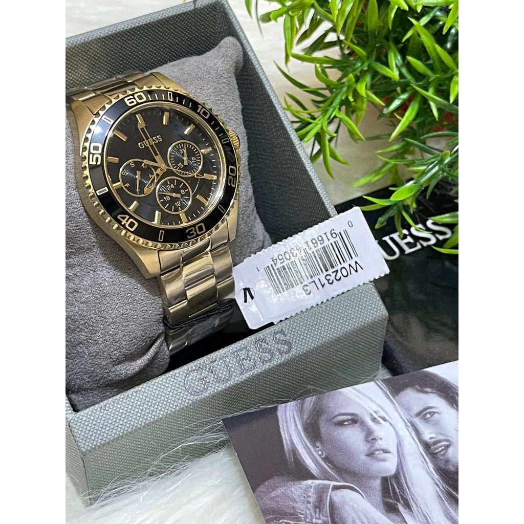 Shop Authentic Guess BFF Multifunction Black Dial Gold Steel Strap Watch for Women - W0231L3 - Luxxuri