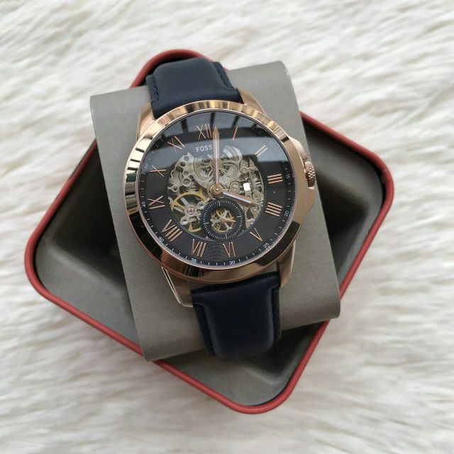  Shop Authentic Fossil Grant Mechanical Blue Dial Blue Leather Strap Watch for Men - ME3054 - Luxxuri