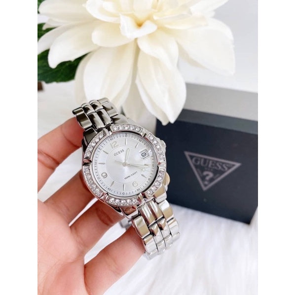  Shop Authentic Guess Water Pro Diamonds Silver Dial Silver Steel Strap Watch For Women - G75511M - Luxxuri
