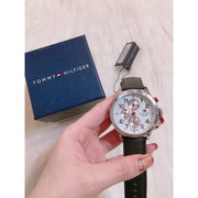  Shop Authentic Tommy Hilfiger Trent Multifunction White Dial Black Leather Strap Watch for Men - 1791138 - Luxxuri