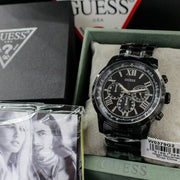  Shop Authentic Guess Horizon Chronograph Black Dial Black Steel Strap Watch For Men - W0379G2 - Luxxuri