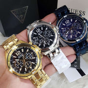  Shop Authentic Guess Surge Chronograph Black Dial Gold Steel Strap Watch for Men - W1258G2 - Luxxuri