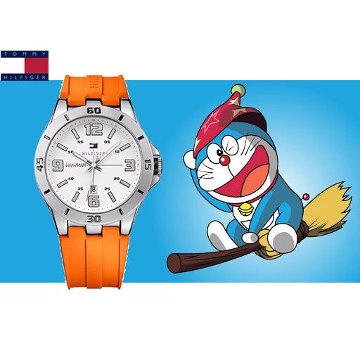  Shop Authentic Tommy Hilfiger Analog White Dial Orange Rubber Strap Watch for Men - 1791063 - Luxxuri