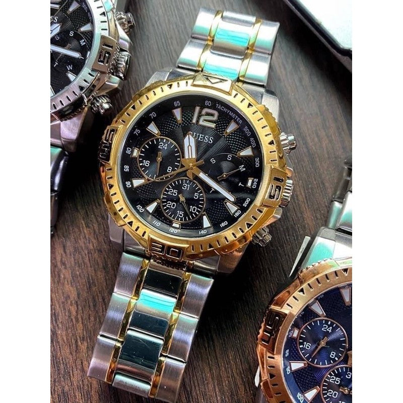  Shop Authentic Guess Commander Chronograph Black Dial Two Tone Steel Strap Watch for Men - GW0056G4 - Luxxuri