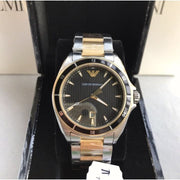  Shop Authentic Emporio Armani Quartz Black Dial Two Tone Steel Strap Watch For Men - AR80017 - Luxxuri
