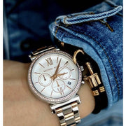  Shop Authentic Michael Kors Sofie Chronograph Quartz White Dial Two Tone Steel Strap Watch For Women - MK6558 - Luxxuri