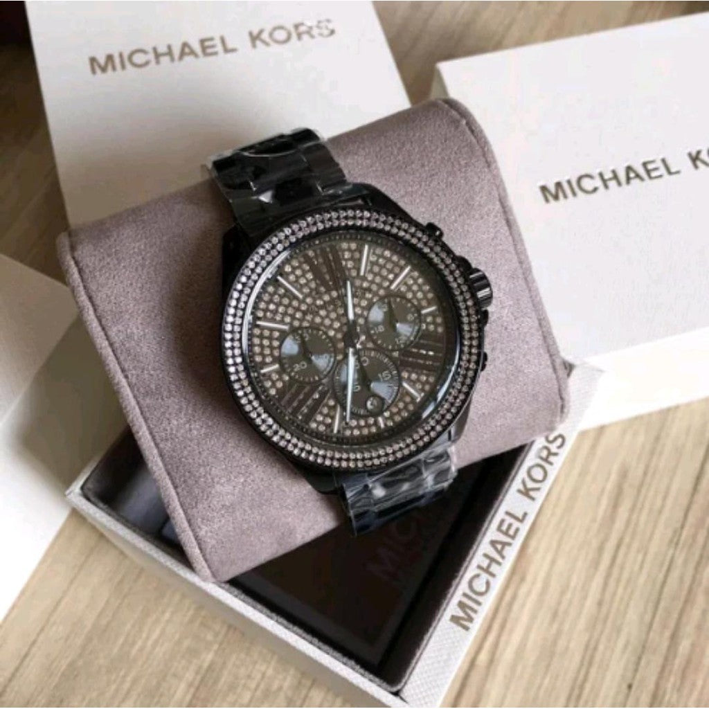  Shop Authentic Michael Kors Wren Crystals Black Dial Black Steel Strap Watch For Women - MK6419 - Luxxuri