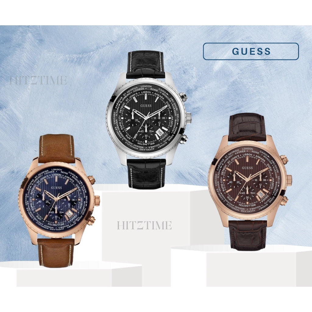  Shop Authentic Guess Persuit Multifunction Black Dial Black Leather Strap Watch for Men - W0500G2 - Luxxuri