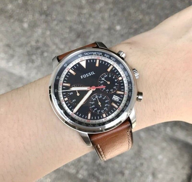  Shop Authentic Fossil Goodwin Chronograph Blue Dial Brown Leather Strap Watch for Men - FS5414 - Luxxuri