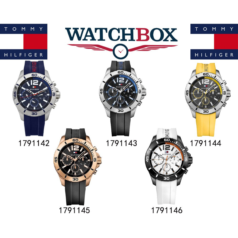  Shop Authentic Tommy Hilfiger Sports Multifunction Black Dial Yellow Rubber Strap Watch for Men - 1791144 - Luxxuri
