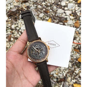  Shop Authentic Fossil Boyfriend Automatic Skeleton Grey Dial Grey Leather Strap Watch for Women - ME3089 - Luxxuri