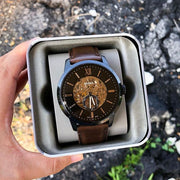  Shop Authentic Fossil Townsman Automatic Black Dial Brown Leather Strap Watch for Men - ME3155 - Luxxuri
