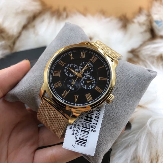  Shop Authentic Guess Delancy Black Dial Gold Mesh Bracelet Watch for Men - W0871G2 - Luxxuri