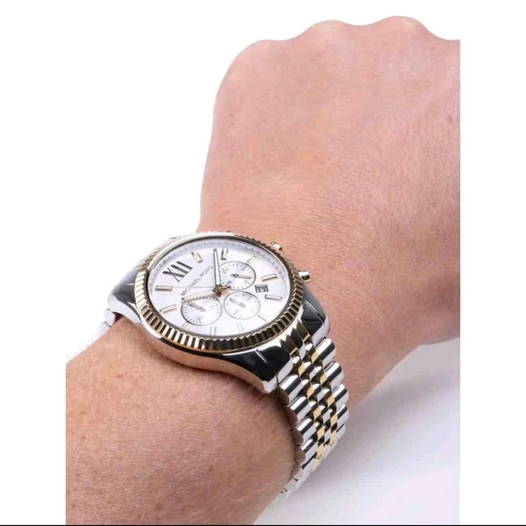  Shop Authentic Michael Kors Lexington Silver Dial Two Tone Steel Strap Watch for Men - MK8344 - Luxxuri