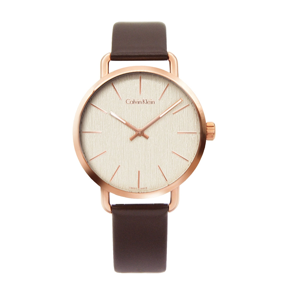  Shop Authentic Calvin Klein Even Silver Dial Brown Leather Strap Watch for Men - K7B216G6 - Luxxuri