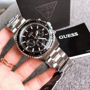  Shop Authentic Guess Chaser Chronograph Black Dial Silver Steel Strap Watch for Men - W0170G1 - Luxxuri
