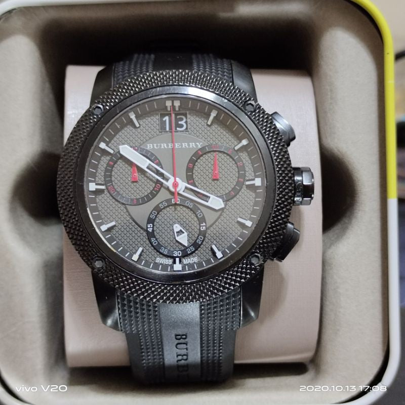  Shop Authentic Burberry The Endurance Chronograph Black Dial Black Rubber Strap Watch For Men - BU9802 - Luxxuri