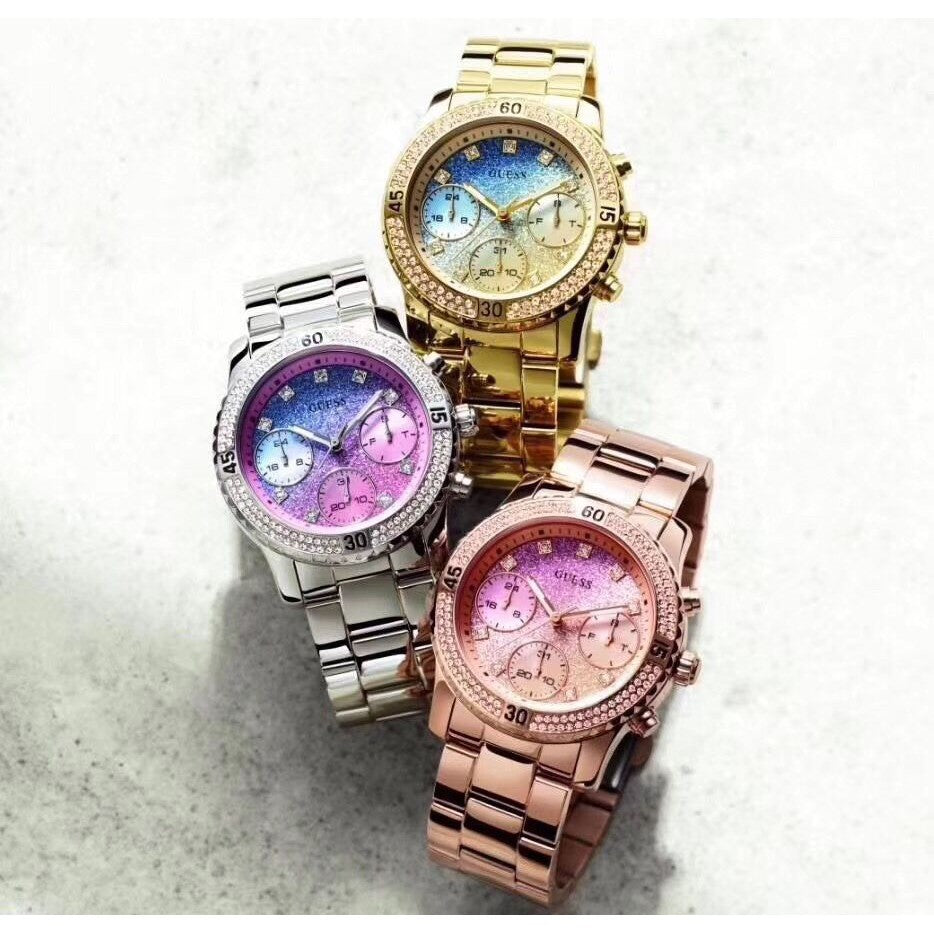  Shop Authentic Guess Confetti Diamonds Gold Dial Gold Steel Strap Watch for Women - W0774L2 - Luxxuri