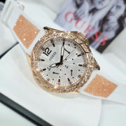  Shop Authentic Guess Swirl Quartz Silver Dial White Rubber Strap Watch For Women - W1096l2 - Luxxuri