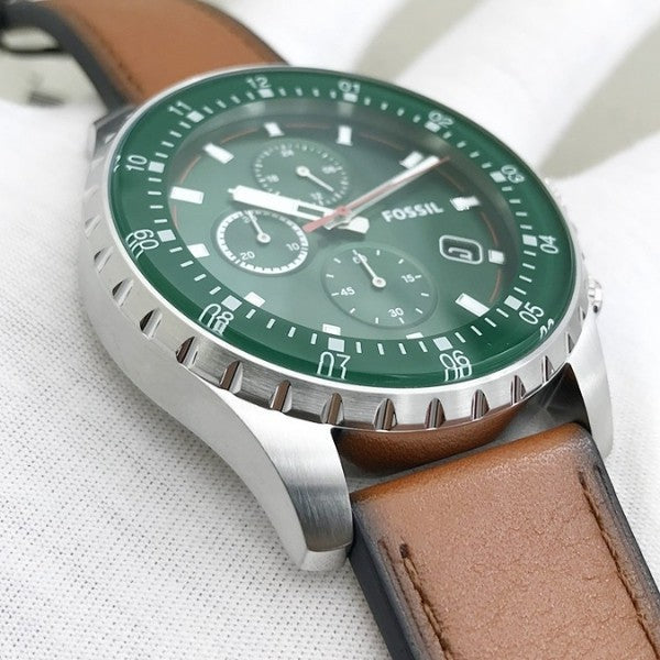  Shop Authentic Fossil Dillinger Luggage Chronograph Green Dial Brown Leather Strap Watch for Men - FS5734 - Luxxuri