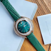  Shop Authentic Swarovski Crystalline Aura Green Dial Green Leather Strap Watch for Women - 5644078 - Luxxuri