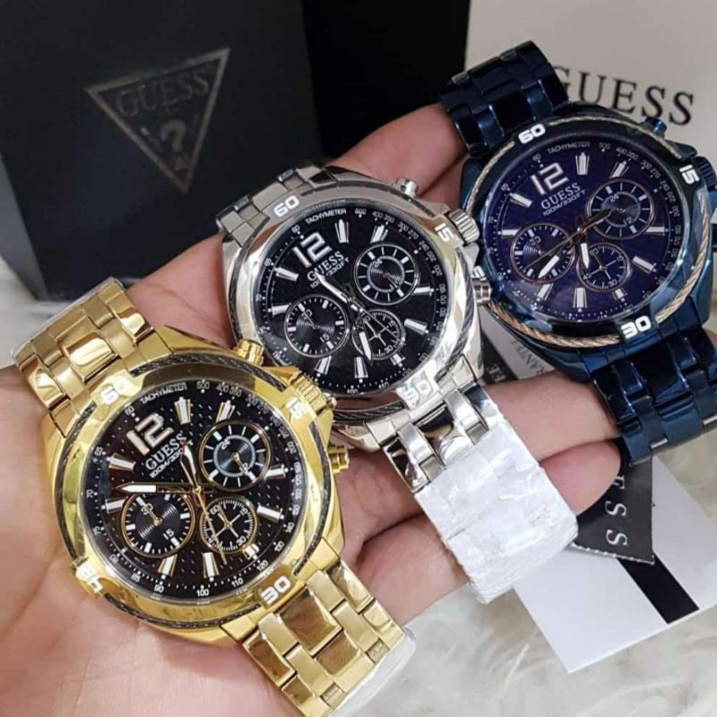  Shop Authentic Guess Surge Chronograph Black Dial Silver Steel Strap Watch for Men - W1258G1 - Luxxuri