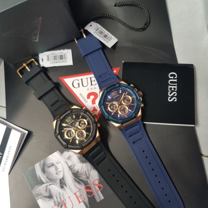  Shop Authentic Guess Momentum Black Dial Black Rubber Strap Watch for Men - GW0263G1 - Luxxuri