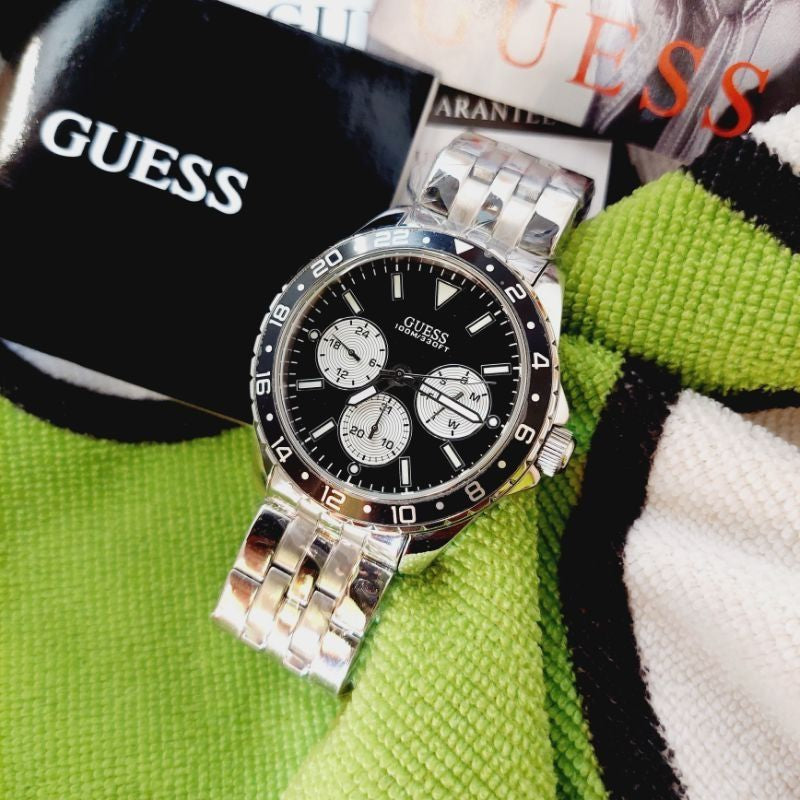  Shop Authentic Guess Odyssey Black Dial Silver Steel Strap Watch For Men - W1107G1 - Luxxuri