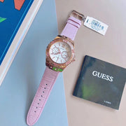  Shop Authentic Guess Limelight Quartz Analog White Dial Pink Leather Strap Watch For Women - W0775l3 - Luxxuri