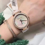  Shop Authentic Michael Kors Parker Mother of Pearl Pink Dial Two Tone Steel Strap Watch for Women - MK6492 - Luxxuri