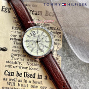  Shop Authentic Tommy Hilfiger Gavin Chronograph White Dial Brown Leather Strap Watch for Men - 1791467 - Luxxuri