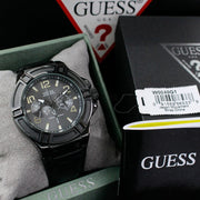  Shop Authentic Guess Rigor Analog Black Dial Black Leather Strap Watch For Men - W0040G1 - Luxxuri