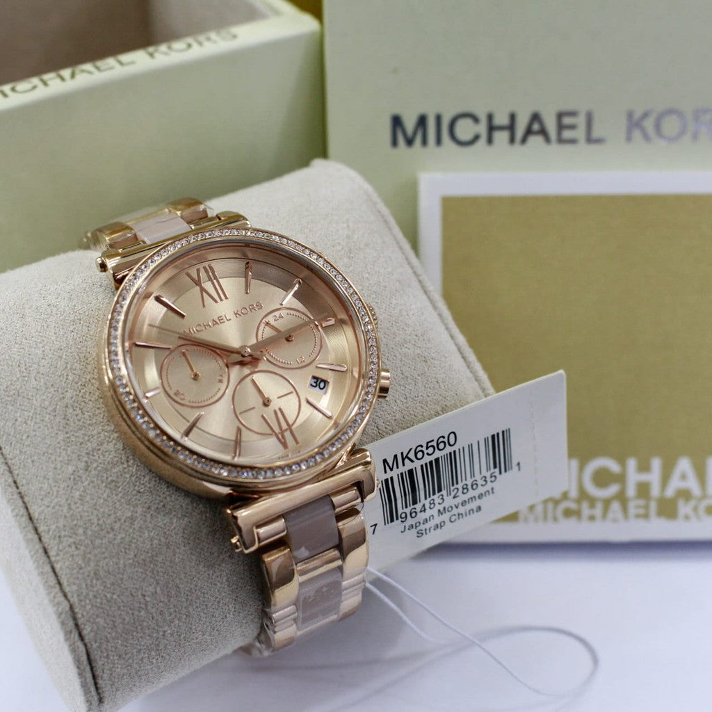  Shop Authentic Michael Kors Sofie Chronograph Rose Gold Dial Rose Gold Steel Strap Watch For Women - MK6560 - Luxxuri