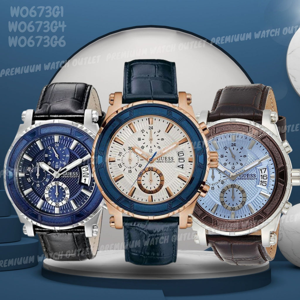  Shop Authentic Guess Pinnacle Chronograph White Dial Blue Leather Strap Watch For Men - W0673G6 - Luxxuri
