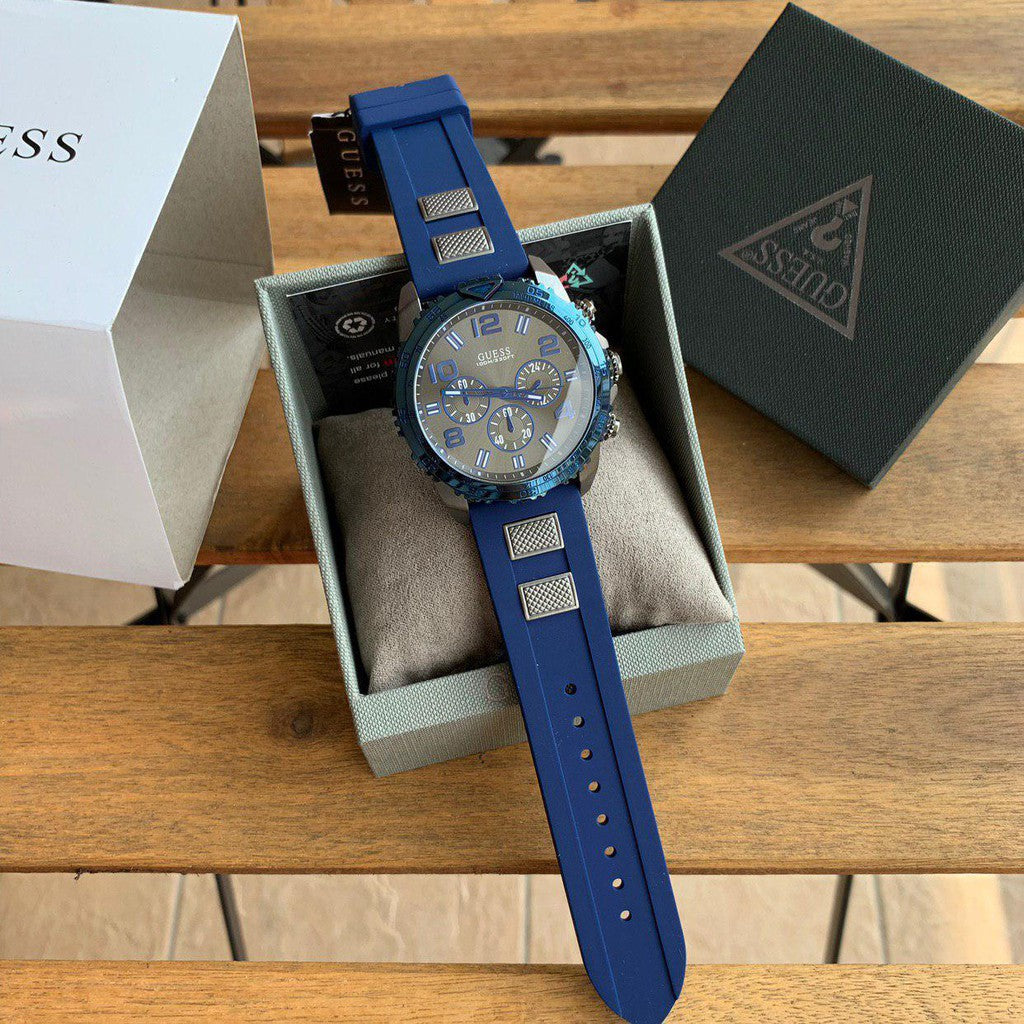  Shop Authentic Guess Velocity Blue Dial Blue Rubber Strap Watch for Men - W0599G2 - Luxxuri