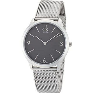  Shop Authentic Calvin Klein Minimal Grey Dial Silver Mesh Bracelet Watch for Women - K3M53154 - Luxxuri