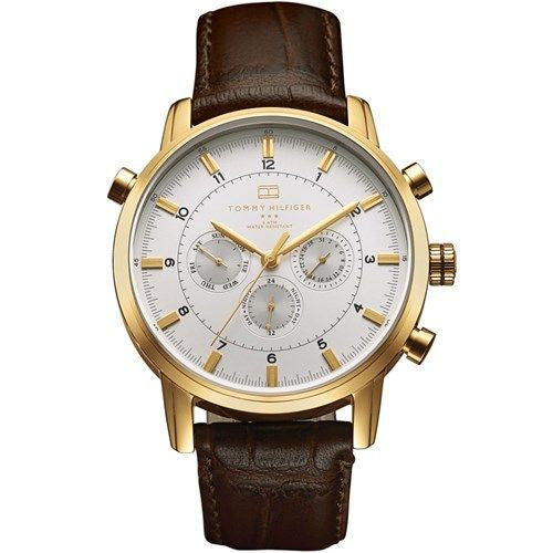  Shop Authentic Tommy Hilfiger Harrison White Dial Brown Leather Strap Watch for Men - 1790874 - Luxxuri