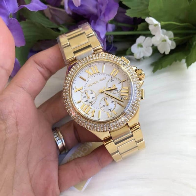  Shop Authentic Michael Kors Camille Silver Diamonds Dial Gold Steel Strap Watch for Women - MK5756 - Luxxuri