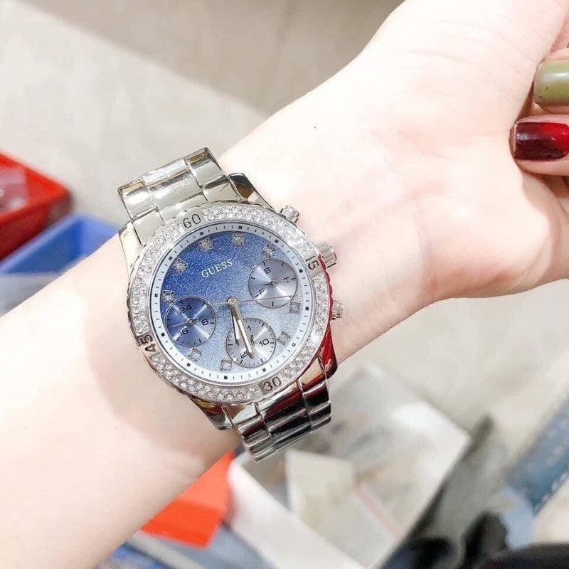  Shop Authentic Guess Confetti Diamonds Blue Dial Silver Steel Strap Watch for Women - W0774L6 - Luxxuri