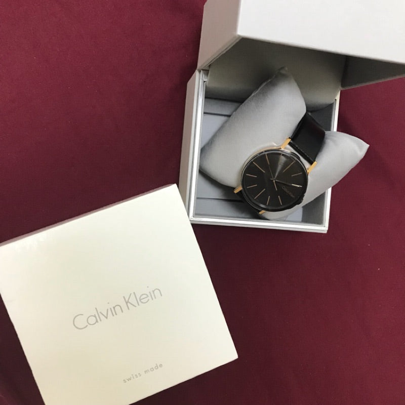  Shop Authentic Calvin Klein Boost Black Dial Black Leather Strap Watch for Men - K7Y21TCZ - Luxxuri